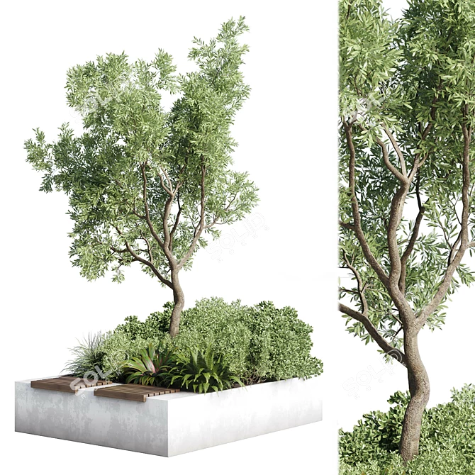 Urban Green Benches - Tree Collection 3D model image 1