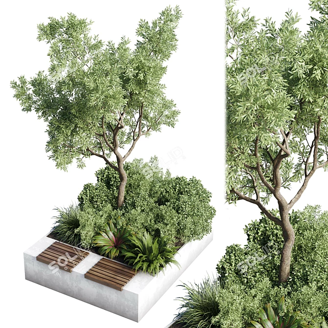 Urban Green Benches - Tree Collection 3D model image 2