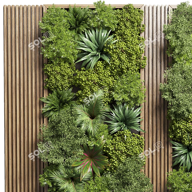 Vertical Garden Wood Frame Wall Decor 3D model image 2