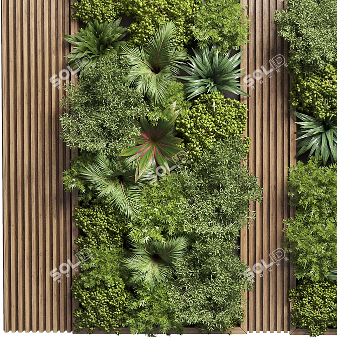 Vertical Garden Wood Frame Wall Decor 3D model image 3