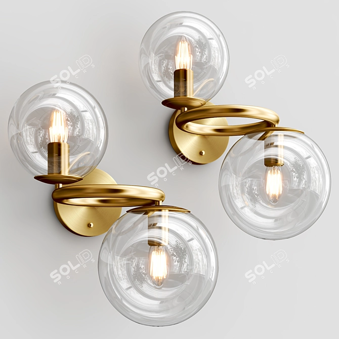 POLDI AMBER WALL - Elegant Metal & Glass Light 3D model image 1