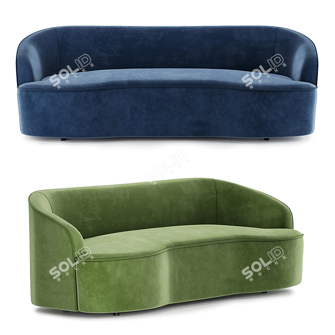 Grass Velvet 84" Fabric Sofa 3D model image 1