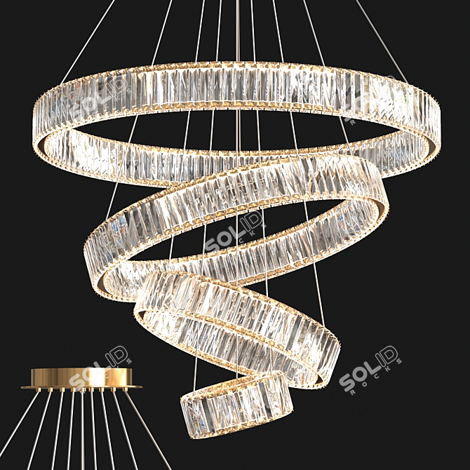 Crystal Round Ring Pendant Lamp 3D model image 2