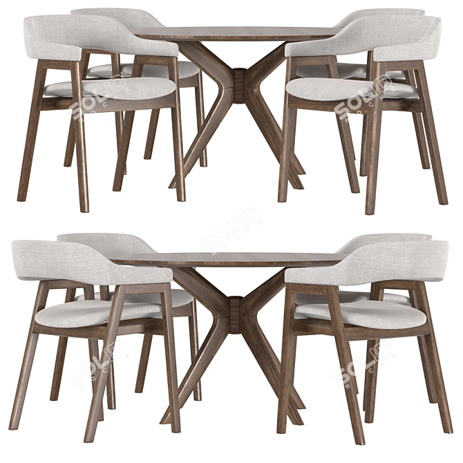 Sleek Dining Set: Savis Chair & Conan Round Table 3D model image 1