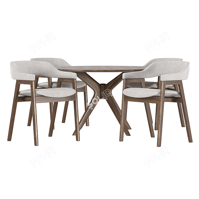 Sleek Dining Set: Savis Chair & Conan Round Table 3D model image 2