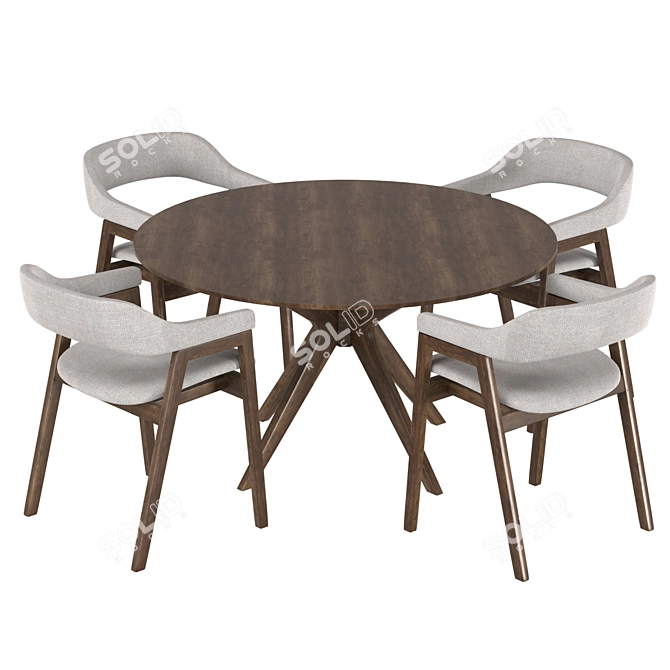 Sleek Dining Set: Savis Chair & Conan Round Table 3D model image 5