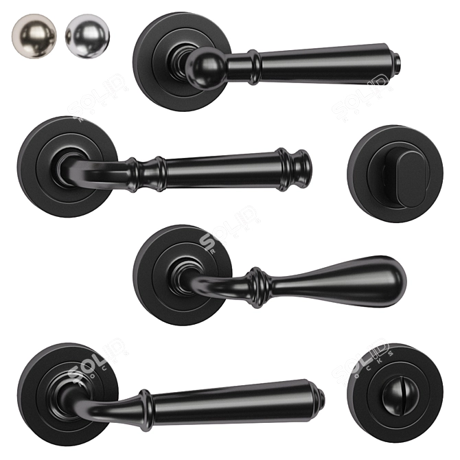 Elegant Pittella Door Handles 3D model image 1