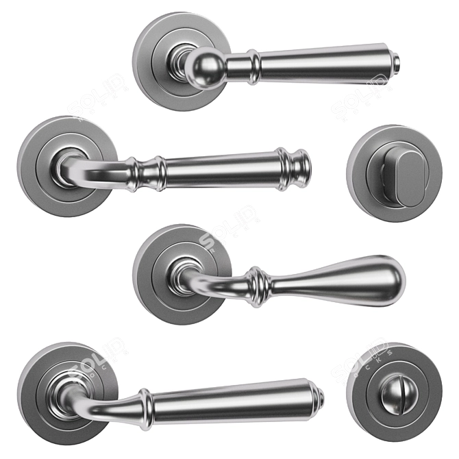 Elegant Pittella Door Handles 3D model image 3