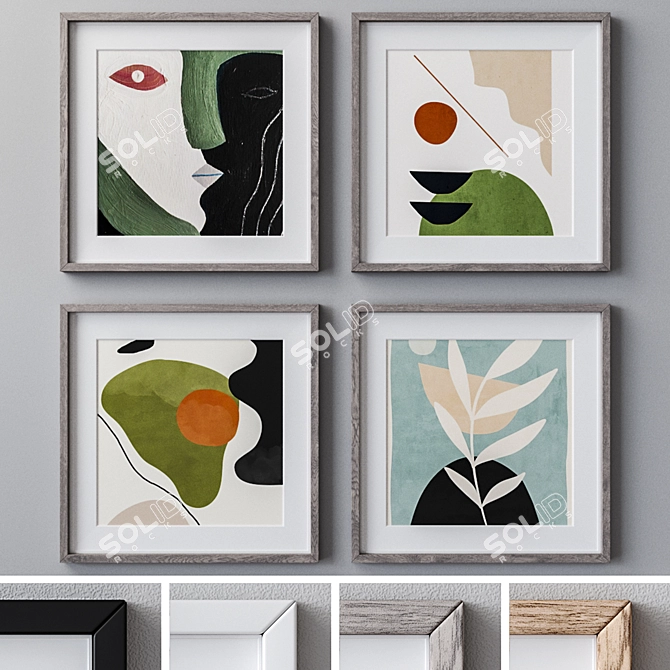 4 Frame Colors Set - Wall Paintings 1713 3D model image 1