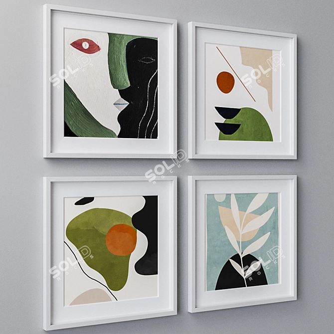 4 Frame Colors Set - Wall Paintings 1713 3D model image 2