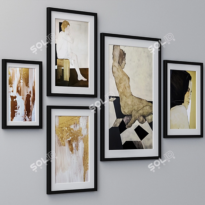 Modern Wall Paintings Set 3D model image 2