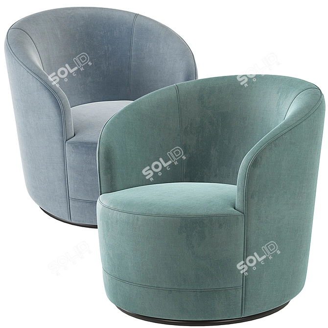 Crate and Barrel Infiniti Swivel Chair: Velvet Colors, 3D Model 3D model image 4