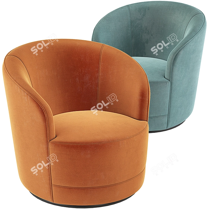Crate and Barrel Infiniti Swivel Chair: Velvet Colors, 3D Model 3D model image 5