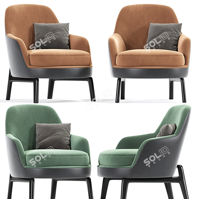 Modern Metzler Lounge Armchair 3D model image 2