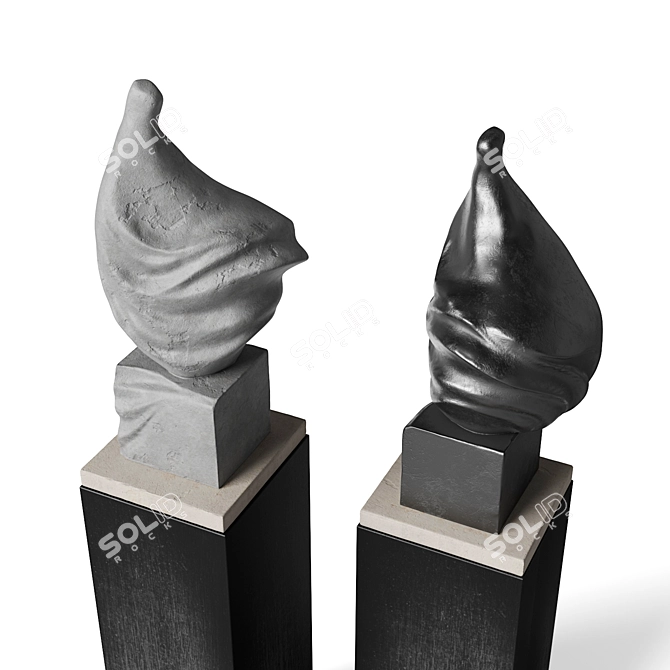 Elegant Serenity: Concrete Dress Figure Sculpture 3D model image 3