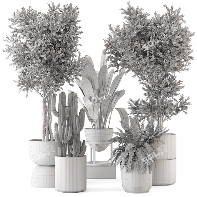 Rusty Concrete Pot Indoor Plants 3D model image 7