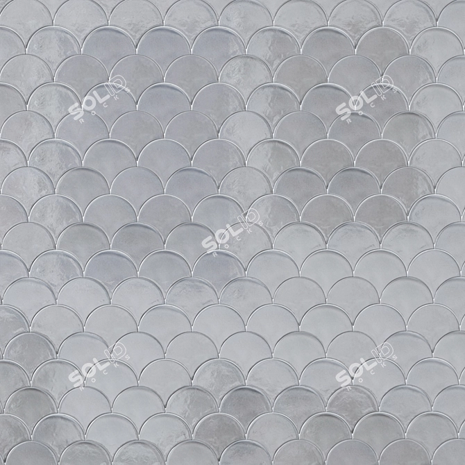 Oatmeal Gloss Fan Mosaic Tile 3D model image 2