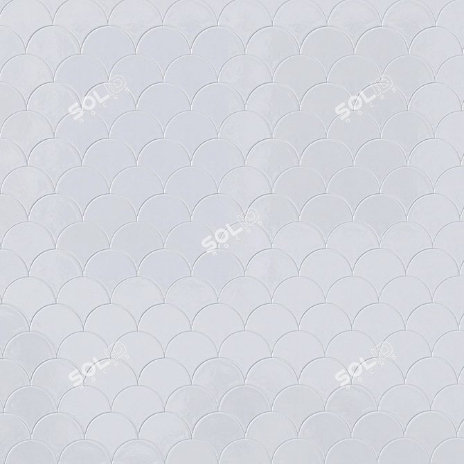 Oatmeal Gloss Fan Mosaic Tile 3D model image 4