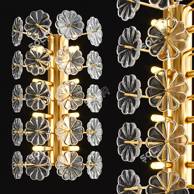 Moira Wall Lamp: Elegant Metal and Glass Design 3D model image 1