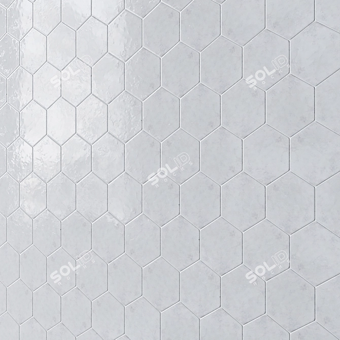 Elegant Esamarine Hexagon Ceramic Tiles 3D model image 2