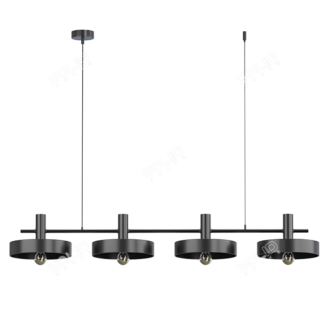 Sleek Curve Black Pendant Light 3D model image 1