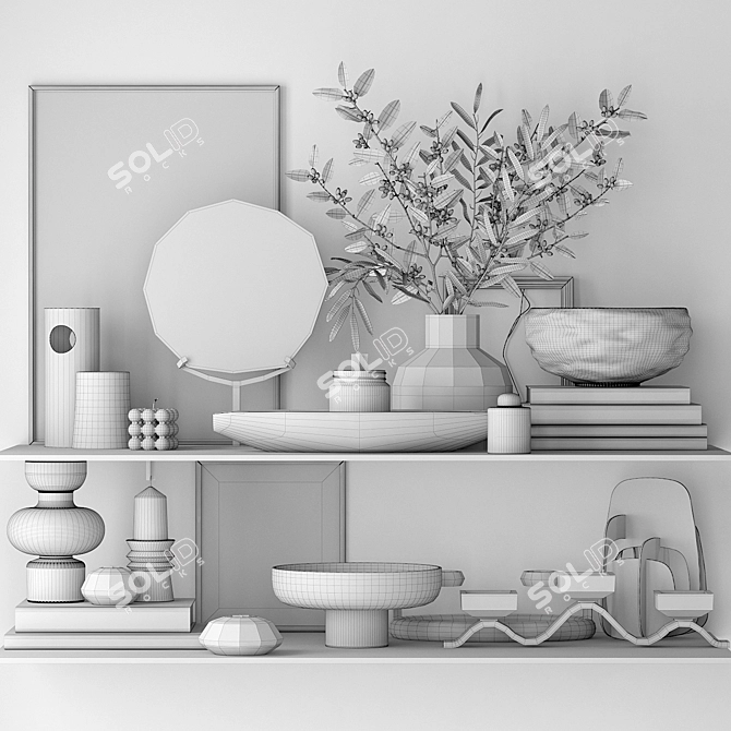 Elegant Living Room Decor Set 3D model image 6