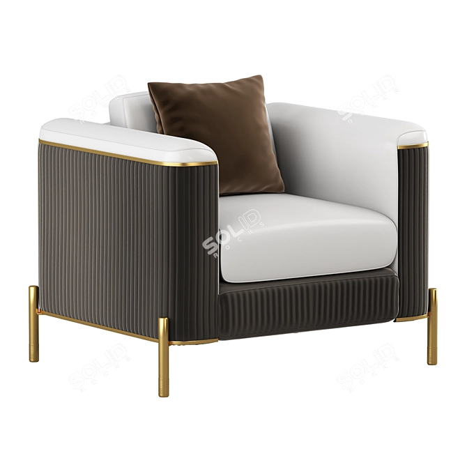 Modern Nappa Leather Sofa 3D model image 1
