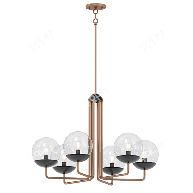 Stylish 6-Light Chandelier with Glass Orbs 3D model image 1
