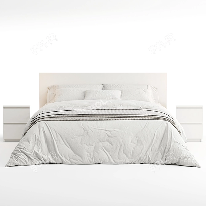 Sleek and Stylish IKEA Malm Bed 3D model image 3