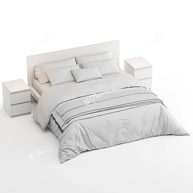 Sleek and Stylish IKEA Malm Bed 3D model image 5