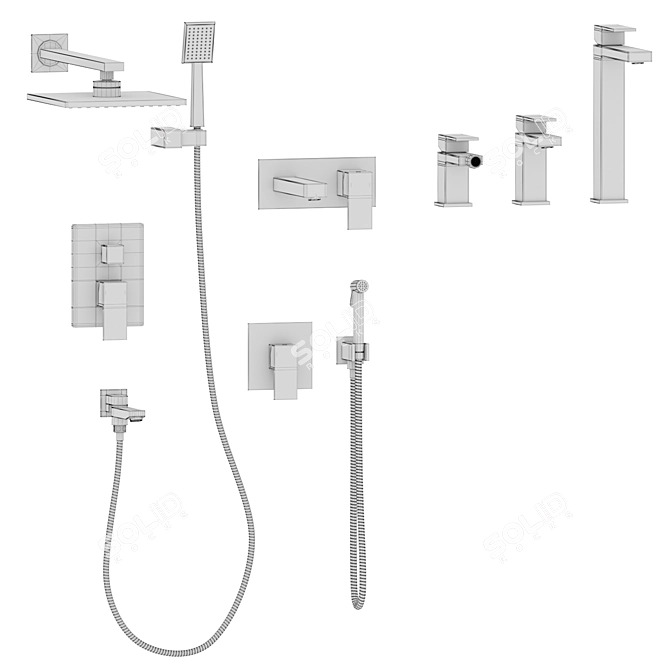 Timo Selene Collection: Complete Bathroom Set 3D model image 6