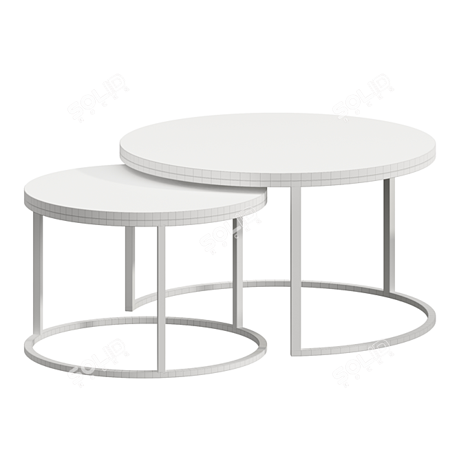 Nordic Luxe Coffee Table Set 3D model image 3