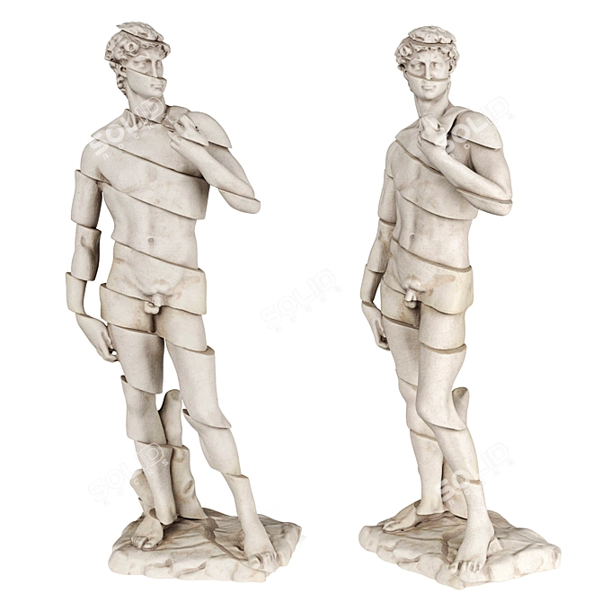 Michelangelo's David: Striking Striped Sculpture 3D model image 1