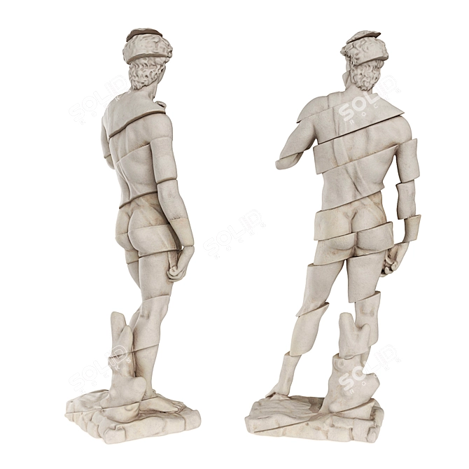 Michelangelo's David: Striking Striped Sculpture 3D model image 2