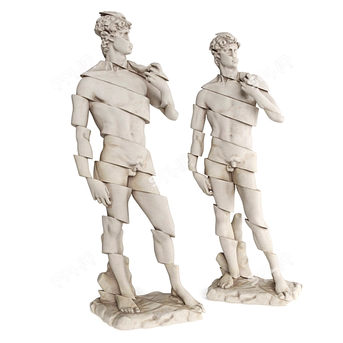 Michelangelo's David: Striking Striped Sculpture 3D model image 3