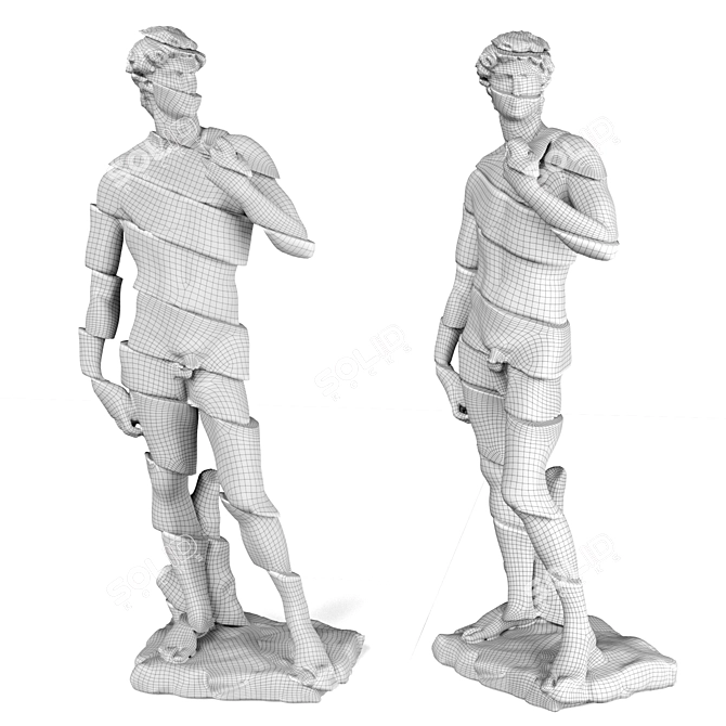 Michelangelo's David: Striking Striped Sculpture 3D model image 5