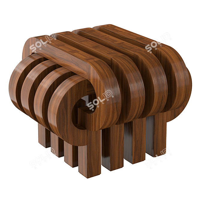 Elegant Wooden Tamga Stools 3D model image 3