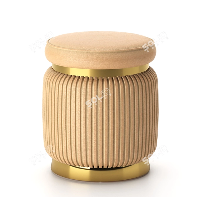 Elite 2OM Metal & Eco Leather Ottoman 3D model image 1