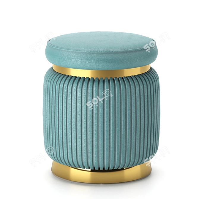 Elite 2OM Metal & Eco Leather Ottoman 3D model image 2