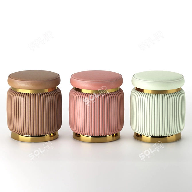 Elite 2OM Metal & Eco Leather Ottoman 3D model image 4