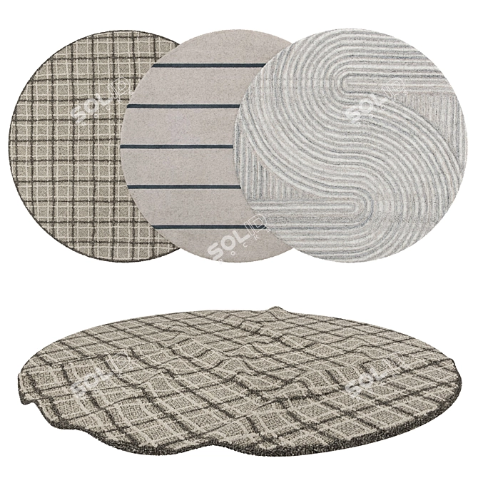 Round Rugs Set: Versatile Textured Designs 3D model image 1