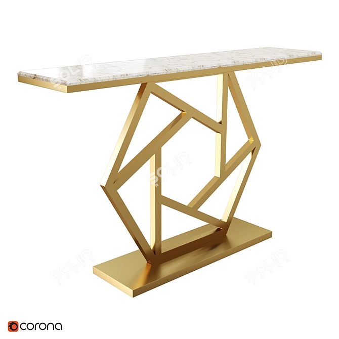 Luxury Gold Marble Console Table 3D model image 1