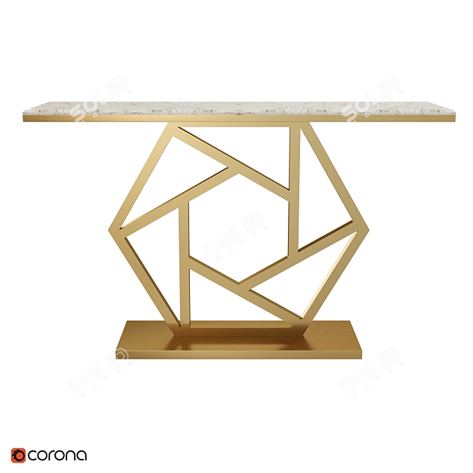 Luxury Gold Marble Console Table 3D model image 2