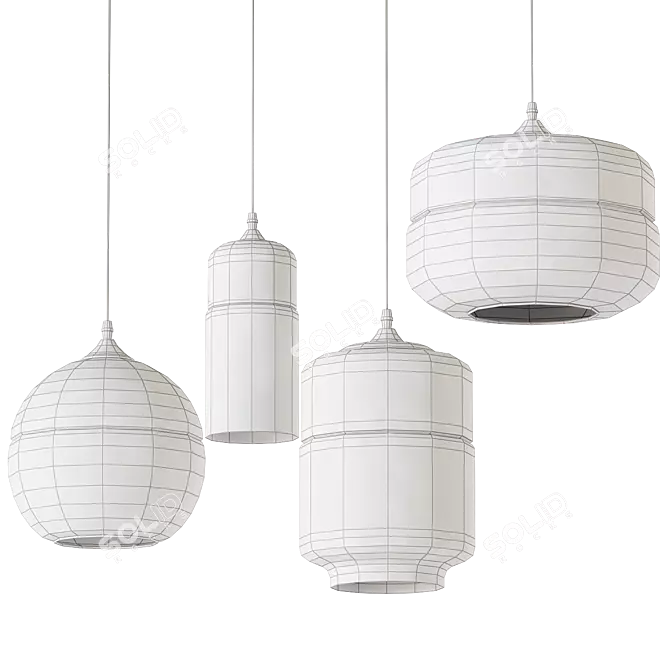 Industrial Glass Pendant Light 3D model image 2