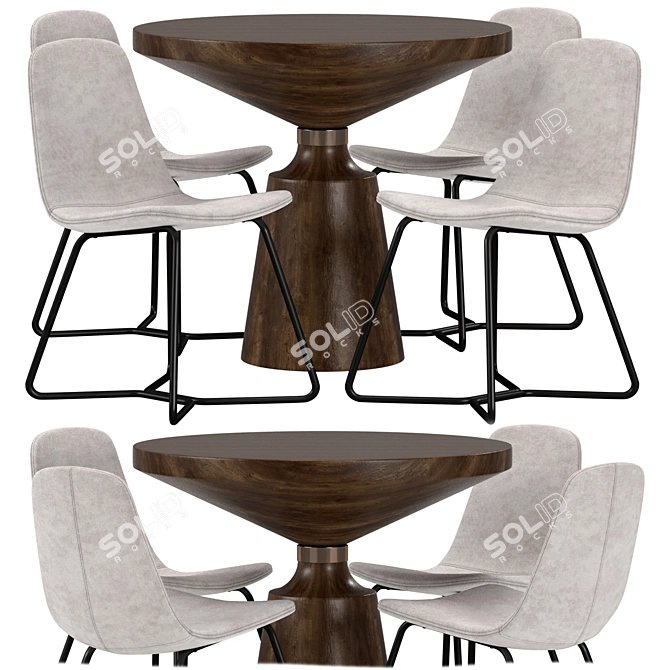 Slope Chair & Nicole Table Set 3D model image 1