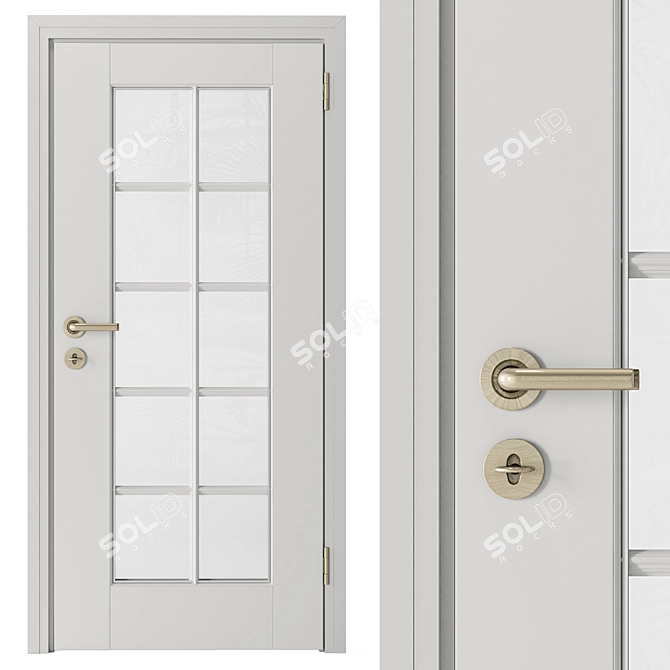 Elegant White and Gold Door 3D model image 2