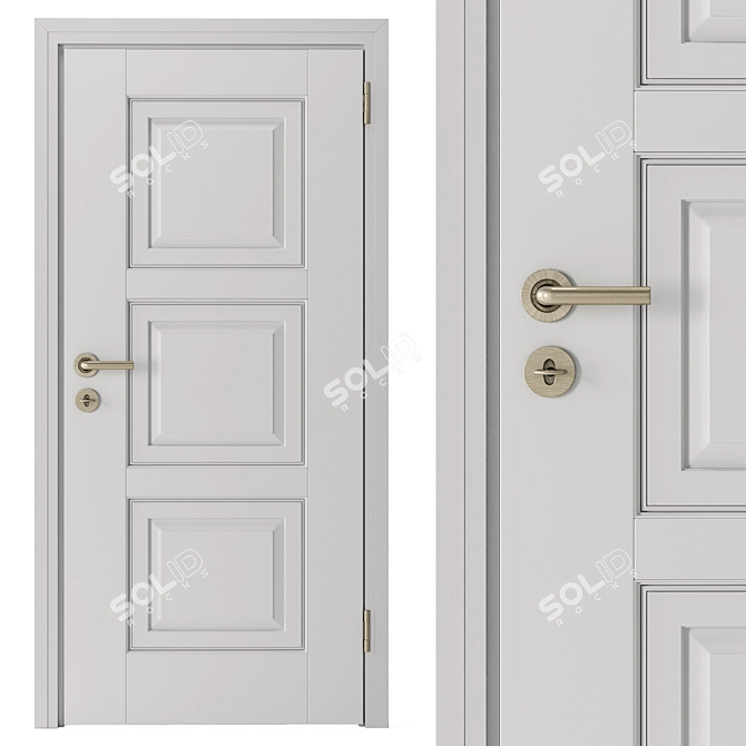 Elegant White and Gold Door 3D model image 4