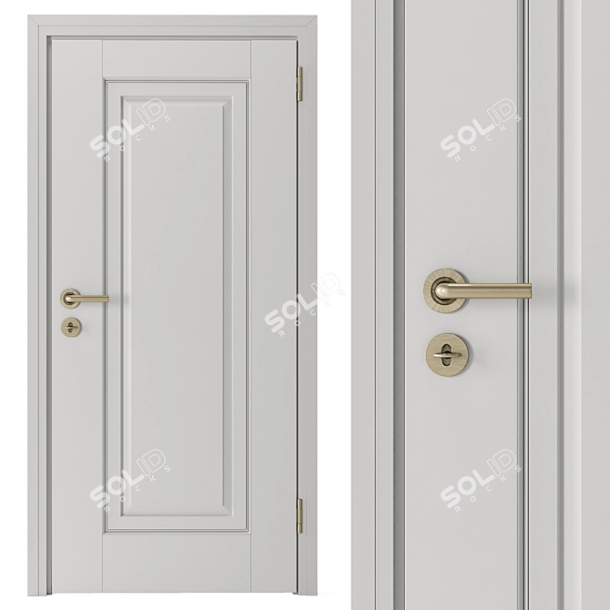 Elegant White and Gold Door 3D model image 6