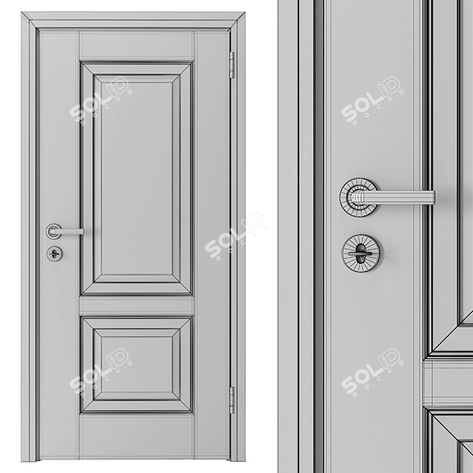 Elegant White and Gold Door 3D model image 7