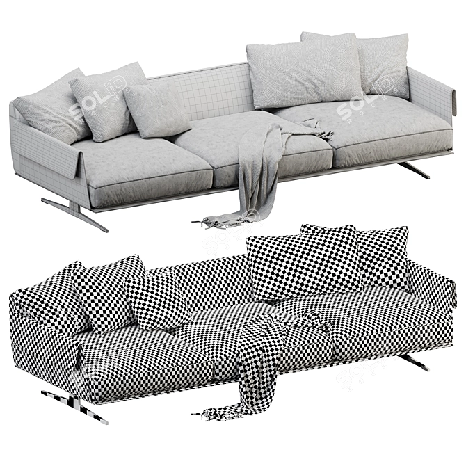 Modern Flexform Bretton 3 Seater 3D model image 3